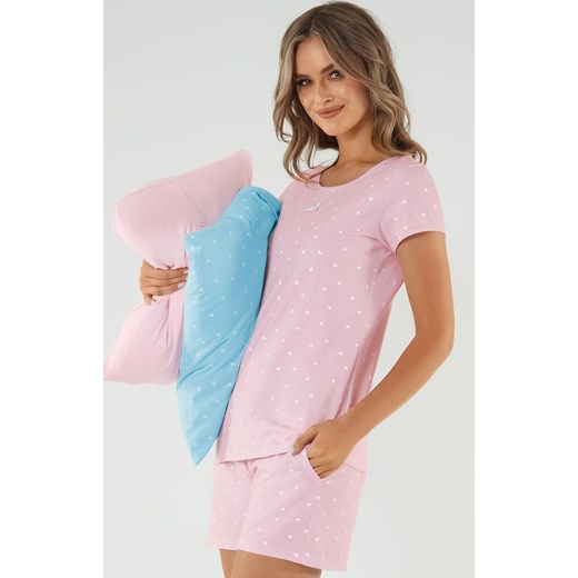 Piżama damska z krótki rękawem i nogawką pudrowy róż Leta, Kolor róż pudrowy, Rozmiar XL, Italian Fashion ze sklepu Primodo w kategorii Piżamy damskie - zdjęcie 184074434