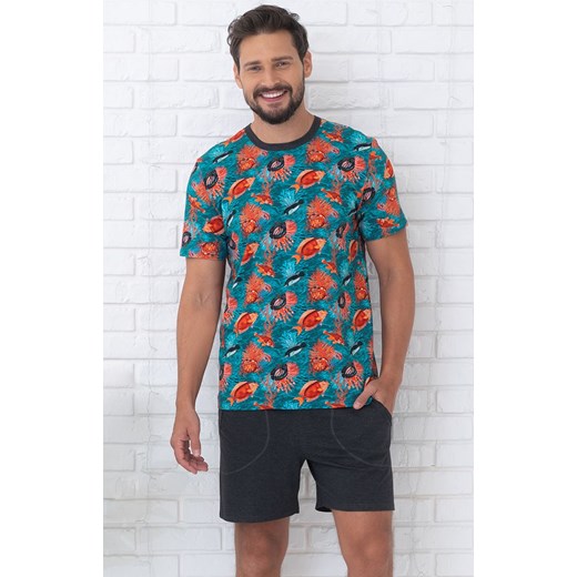 Piżama męska z krótkim rękawem i spodenkami Ocean, Kolor ciemny morski-szary, Italian Fashion 3XL okazyjna cena Primodo