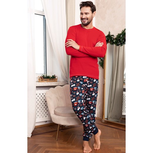 Piżama męska świąteczna czerwona Rojas, Kolor czerwony-wzór, Rozmiar S, Italian Fashion ze sklepu Primodo w kategorii Piżamy męskie - zdjęcie 184075002
