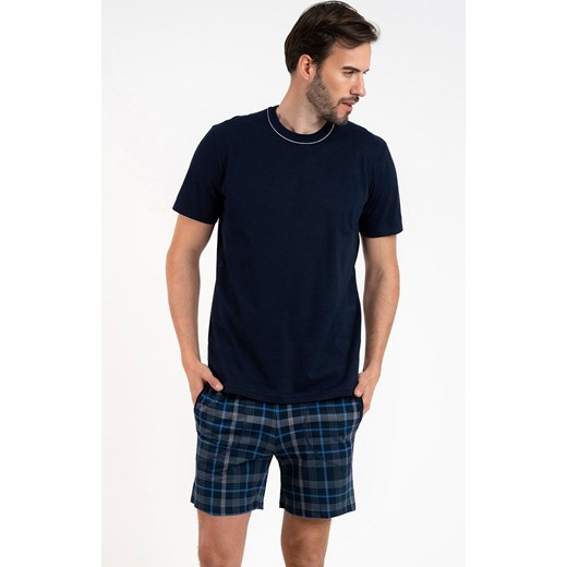 Piżama męska na krótki rękaw i z krótką nogawką Ruben, Kolor granatowy-wzór, Rozmiar 2XL, Italian Fashion ze sklepu Primodo w kategorii Piżamy męskie - zdjęcie 184075031