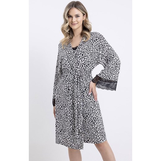 Krótki szlafrok damski w panterkę 356, Kolor panterka, Rozmiar 2XL, leptir ze sklepu Primodo w kategorii Szlafroki damskie - zdjęcie 184077861
