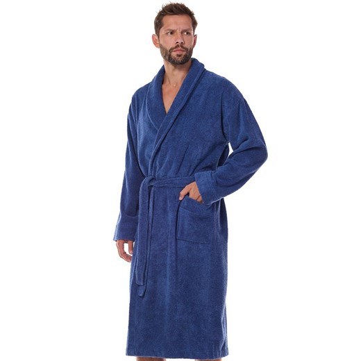 Długi szlafrok męski granatowy 2450, Kolor granatowy, Rozmiar 2XL, L&amp;L ze sklepu Primodo w kategorii Szlafroki damskie - zdjęcie 184078371