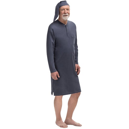 Bawełniana koszula nocna męska i szlafmyca Mikołaj III 500 04, Kolor grafitowy, Rozmiar L, MARTEL ze sklepu Primodo w kategorii Piżamy męskie - zdjęcie 184080124