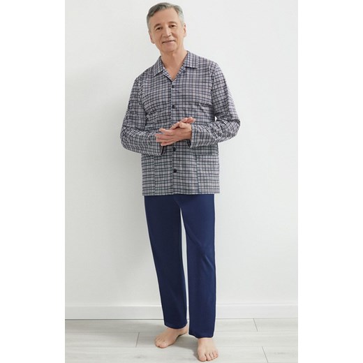 Bawełniana piżama męska rozpinana Antoni III 403 14, Kolor granatowy-wzór, Rozmiar M, MARTEL ze sklepu Primodo w kategorii Piżamy męskie - zdjęcie 184080173