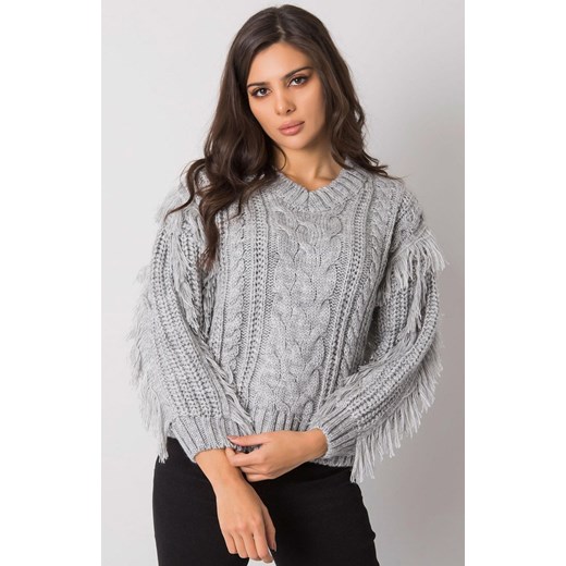 Sweter damski z wełny szary CA-SW-3746.06, Kolor szary, Rozmiar one size, Rue Paris ze sklepu Primodo w kategorii Swetry damskie - zdjęcie 184081280