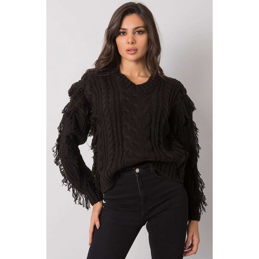 Sweter damski z wełną czarny CA-SW-3746.06, Kolor czarny, Rozmiar one size, Rue Paris ze sklepu Primodo w kategorii Swetry damskie - zdjęcie 184081291