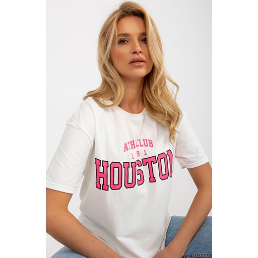 T-shirt damski z nadrukiem ecru EM-TS-527-1.26X, Kolor ecru, Rozmiar one size, EX MODA ze sklepu Primodo w kategorii Bluzki damskie - zdjęcie 184081381