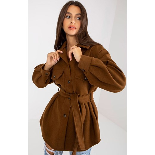 Płaszcz damski brązowy EM-PL-2939.85, Kolor brązowy, Rozmiar one size, City donna ze sklepu Primodo w kategorii Płaszcze damskie - zdjęcie 184081404