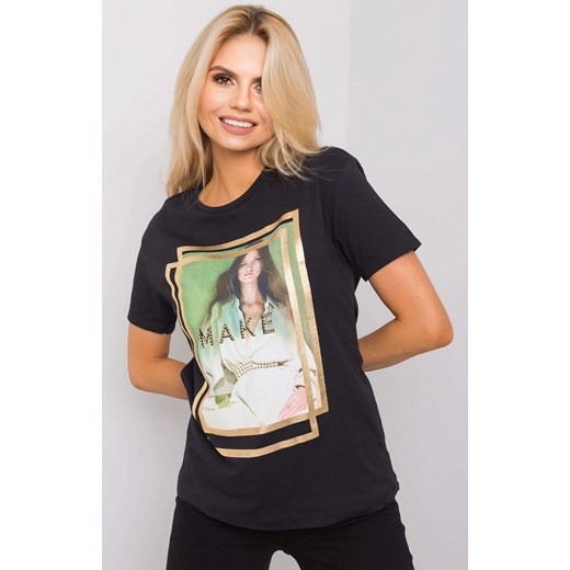 Czarny t-shirt damski z nadrukiem HB-TS-3025.18P, Kolor czarny, Rozmiar L, HiB ze sklepu Primodo w kategorii Bluzki damskie - zdjęcie 184081423