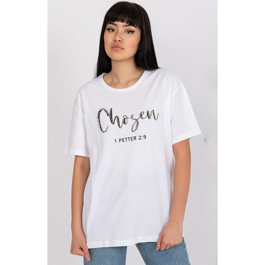 Biały t-shirt damski z dżetami HB-TS-3074.22, Kolor biały, Rozmiar L, HiB ze sklepu Primodo w kategorii Bluzki damskie - zdjęcie 184081430