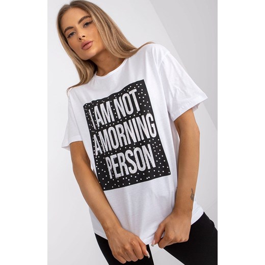 Biały t-shirt damski z nadrukiem HB-TS-3083.42P, Kolor biały, Rozmiar S, HiB ze sklepu Primodo w kategorii Bluzki damskie - zdjęcie 184081452
