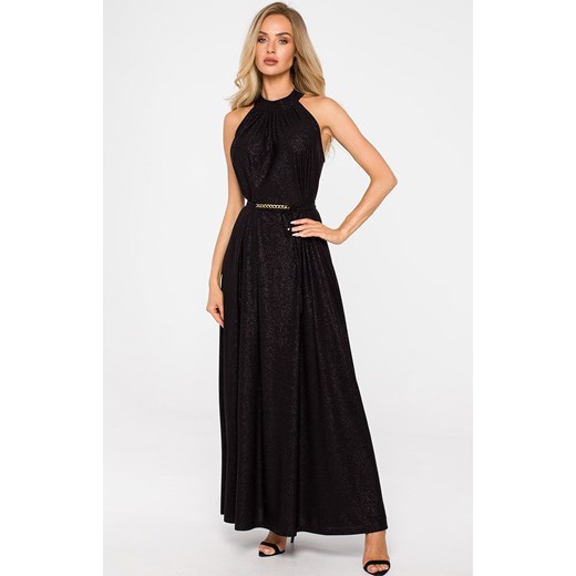 Suknia maxi z dekoltem typu halter w kolorze czarnym M721, Kolor czarny, Rozmiar uniwersalny, MOE ze sklepu Primodo w kategorii Sukienki - zdjęcie 184082410