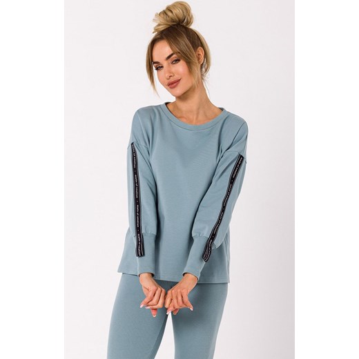 Bluza damska z lampasami kolor agawa M727, Kolor agawa, Rozmiar L, MOE ze sklepu Primodo w kategorii Bluzy damskie - zdjęcie 184082483
