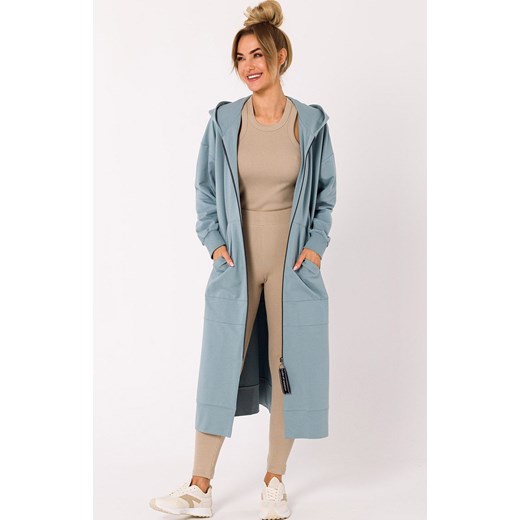 Bluza długa jak parka kolor agawa M729, Kolor agawa, Rozmiar L/XL, MOE ze sklepu Primodo w kategorii Bluzy damskie - zdjęcie 184082524