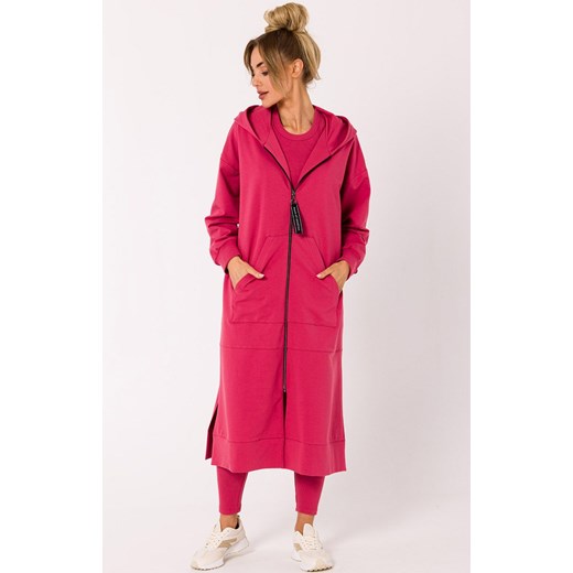 Bluza długa jak parka koralowa M729, Kolor koralowy, Rozmiar L/XL, MOE ze sklepu Primodo w kategorii Bluzy damskie - zdjęcie 184082533