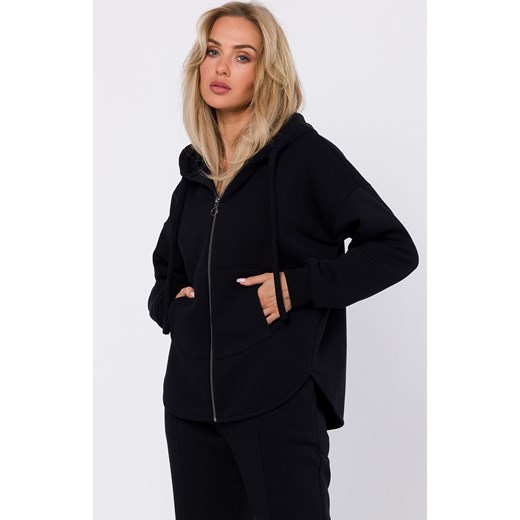 Bluza z kapturem zasuwana na zamek czarna M761, Kolor czarny, Rozmiar L/XL, MOE ze sklepu Primodo w kategorii Bluzy damskie - zdjęcie 184082973