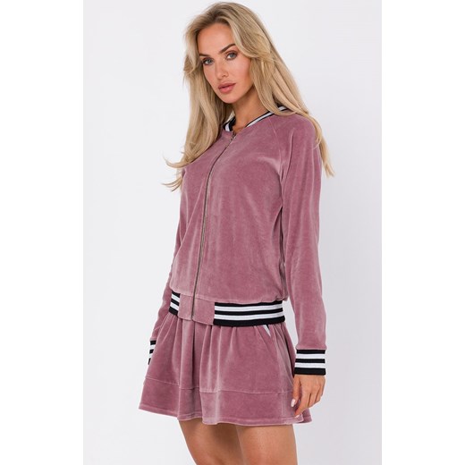 Bluza z ozdobnymi mankietami i stójką brudny róż M766, Kolor brudny róż, Rozmiar L, MOE ze sklepu Primodo w kategorii Bluzy damskie - zdjęcie 184083050