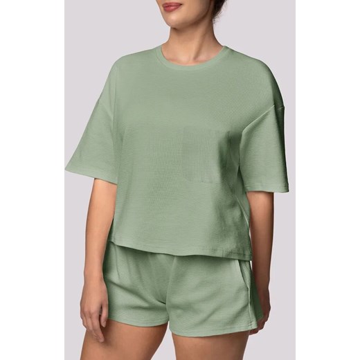 Mona bawełniana piżama damska pistacjowa Cozy Short Sleeve, Kolor pistacjowy, Rozmiar S, Mona ze sklepu Primodo w kategorii Piżamy damskie - zdjęcie 184085054