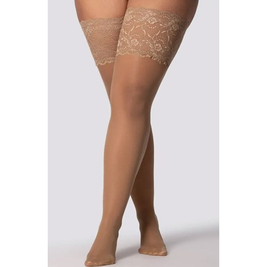 Pończochy samonośne plus size beżowe Divine 30 DEN, Kolor beżowy (jasper), Rozmiar 7/8, Mona Queen Size ze sklepu Primodo w kategorii Rajstopy - zdjęcie 184085081