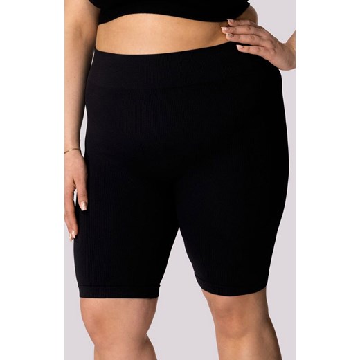 Mona kolarki damskie czarne Ribbed Plus Size, Kolor czarny, Rozmiar 2XL, Mona ze sklepu Primodo w kategorii Szorty - zdjęcie 184085150