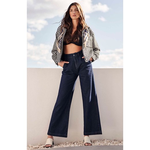 Damskie jeansy dzwony z wysokim stanem w kolorze granatowym 4006 NAVY, Kolor granatowy, Rozmiar XL, Moodo ze sklepu Primodo w kategorii Jeansy damskie - zdjęcie 184085492