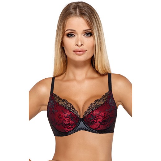 Catherine III biustonosz push-up, Kolor czarno-czerwony, Rozmiar 65C, PariPari Lingerie ze sklepu Primodo w kategorii Biustonosze - zdjęcie 184087354