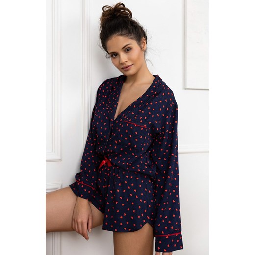 Sensis piżama damska rozpinana w serca Maisie, Kolor granatowo-czerwony, Rozmiar S, SENSIS ze sklepu Primodo w kategorii Piżamy damskie - zdjęcie 184089423