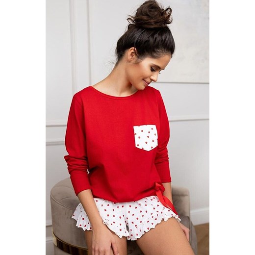 Sensis bawełniana piżama damska w serca Taylor, Kolor czerwono-śmietankowy, Rozmiar S, SENSIS ze sklepu Primodo w kategorii Piżamy damskie - zdjęcie 184089622