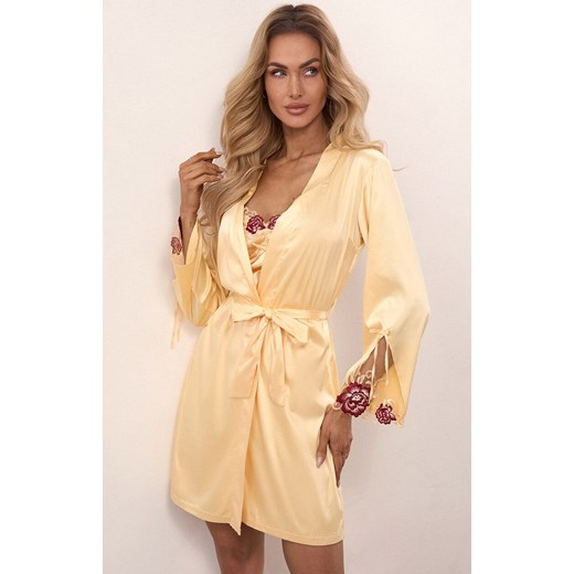 Satynowy szlafrok damski Parllie LC 90393-1, Kolor złoty, Rozmiar L/XL, LivCo Corsetti Fashion ze sklepu Primodo w kategorii Szlafroki damskie - zdjęcie 184089983