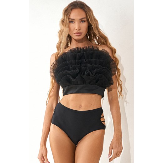 Figi z wysokim stanem i ozdobnymi wycięciami Shadow Line, Kolor czarny, Rozmiar S, PariPari Lingerie ze sklepu Primodo w kategorii Majtki damskie - zdjęcie 184090120