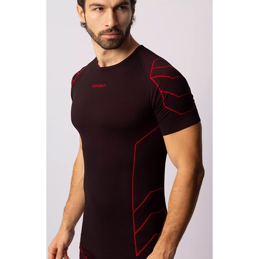 Termoaktywna koszulka męska z krótkim rękawem czarno-czerwona Rapid, Kolor czarno-czerwony, Rozmiar L, Spaio ze sklepu Primodo w kategorii T-shirty męskie - zdjęcie 184091020