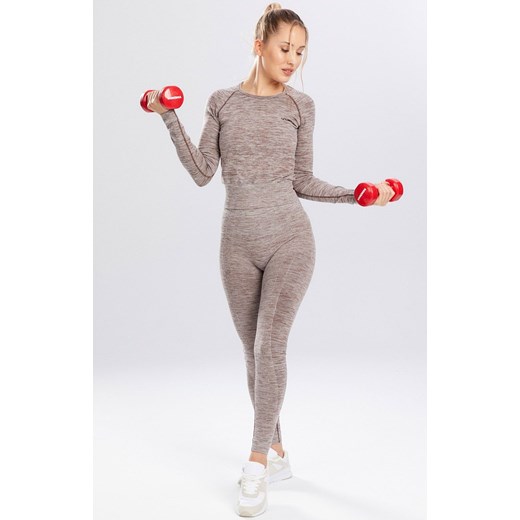 Legginsy melange sportowe w kolorze kawowym, Kolor kawowy, Rozmiar M, Spaio ze sklepu Primodo w kategorii Spodnie damskie - zdjęcie 184091023