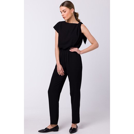 Elegancki kombinezon damski z wiązaniem w kolorze czarnym S345, Kolor czarny, Rozmiar L, Stylove ze sklepu Primodo w kategorii Kombinezony damskie - zdjęcie 184091284