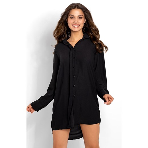 Elegancka czarna koszula nocna oversize Bella, Kolor czarny, Rozmiar S/M, Momenti per me ze sklepu Primodo w kategorii Koszule nocne - zdjęcie 184095740