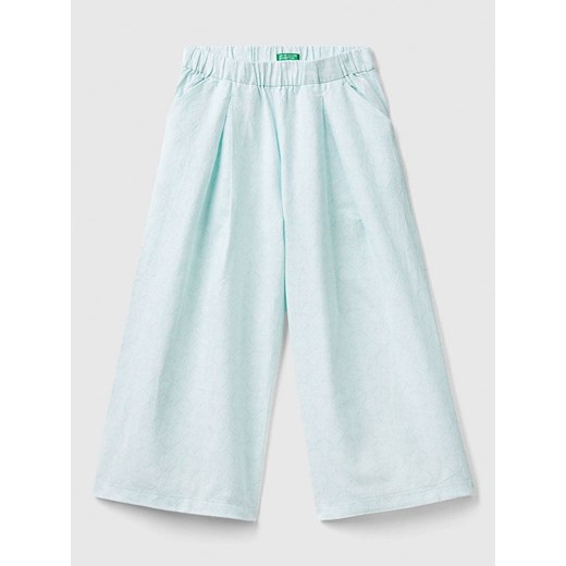 Benetton Lniane spodnie w kolorze błękitnym ze sklepu Limango Polska w kategorii Spodnie dziewczęce - zdjęcie 184098061