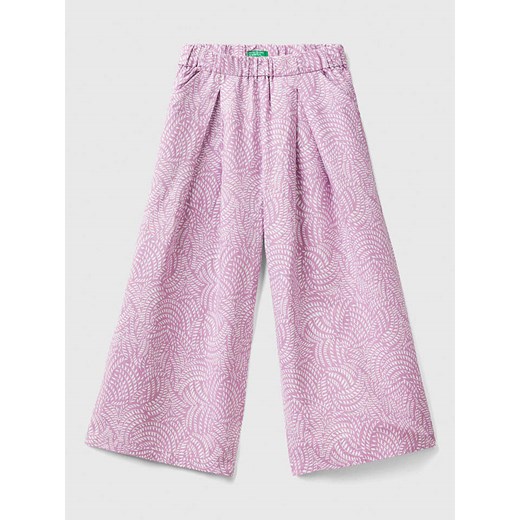 Benetton Lniane spodnie w kolorze fioletowym ze sklepu Limango Polska w kategorii Spodnie dziewczęce - zdjęcie 184098063