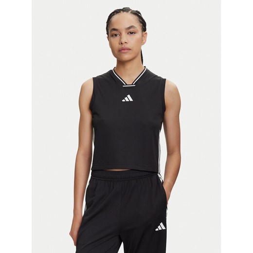 adidas Bluzka Tiro Cut 3-Stripes Mesh JG4115 Czarny Regular Fit ze sklepu MODIVO w kategorii Bluzki damskie - zdjęcie 184098191