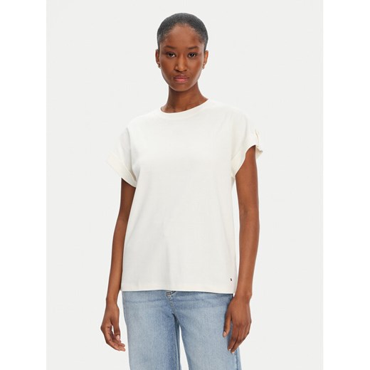 Tommy Hilfiger T-Shirt Gold Button WW0WW45628 Biały Regular Fit ze sklepu MODIVO w kategorii Bluzki damskie - zdjęcie 184098274