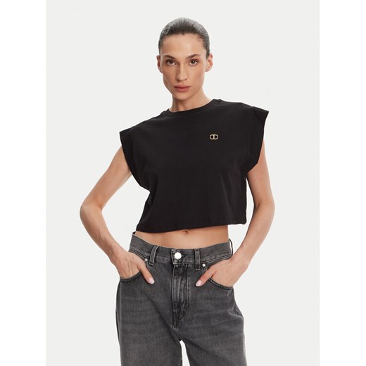 TWINSET T-Shirt 251TT2043 Czarny Regular Fit ze sklepu MODIVO w kategorii Bluzki damskie - zdjęcie 184098322