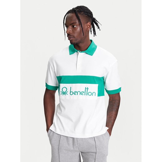United Colors Of Benetton Polo 3MCYU301U Biały Regular Fit ze sklepu MODIVO w kategorii T-shirty męskie - zdjęcie 184098350