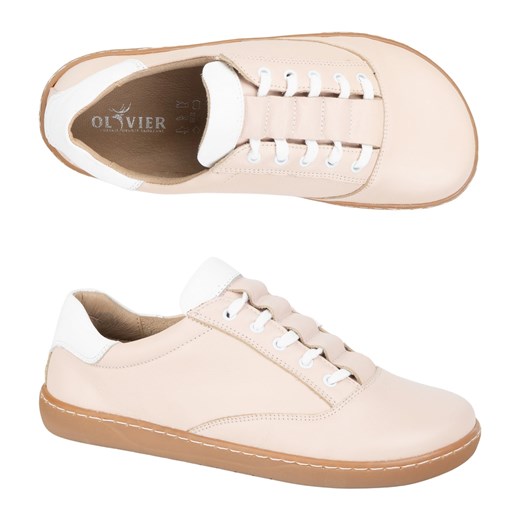 Sneakersy barefoot damskie Maja Olivier – anatomiczne buty skórzane pudrowy róż różowe ze sklepu ButyModne.pl w kategorii Mokasyny męskie - zdjęcie 184099470