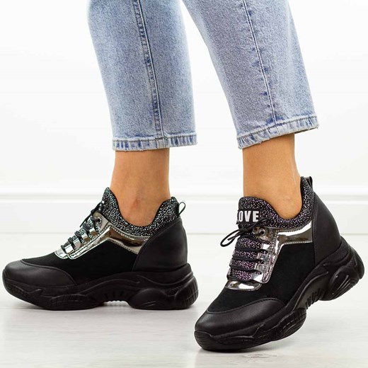 Czarne sneakersy damskie Navy Dot 56002 ze sklepu suzana.pl w kategorii Buty sportowe damskie - zdjęcie 184099843