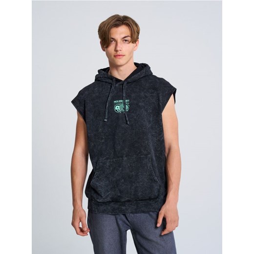 Sinsay - Bluza bez rękawów z kapturem i nadrukiem Rick & Morty - szary ze sklepu Sinsay w kategorii Bluzy męskie - zdjęcie 184100540