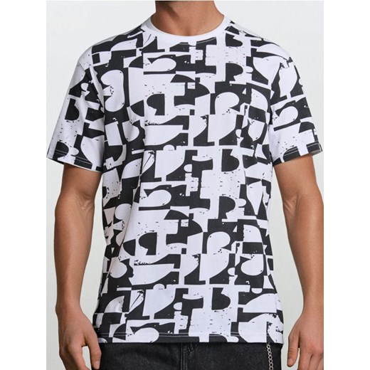 Sinsay - Koszulka ze wzorem allover - biały ze sklepu Sinsay w kategorii T-shirty męskie - zdjęcie 184100541