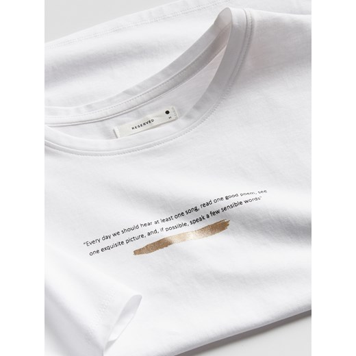 Bluzka damska Reserved z bawełny z okrągłym dekoltem z krótkim rękawem 