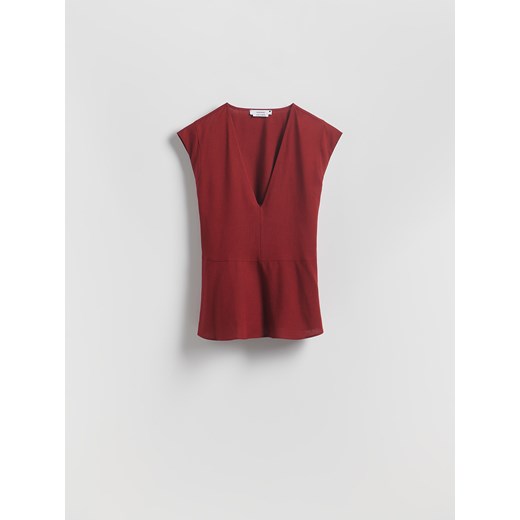 Reserved - Bluzka z wiązaniem na plecach - burgundowy Reserved M Reserved
