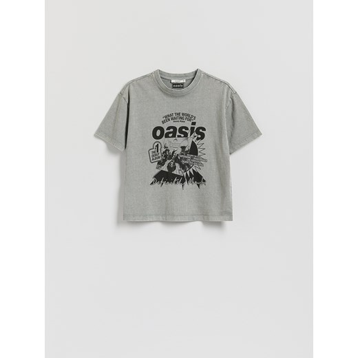 Reserved - T-shirt Oasis - ciemnoszary ze sklepu Reserved w kategorii Bluzki damskie - zdjęcie 184101442