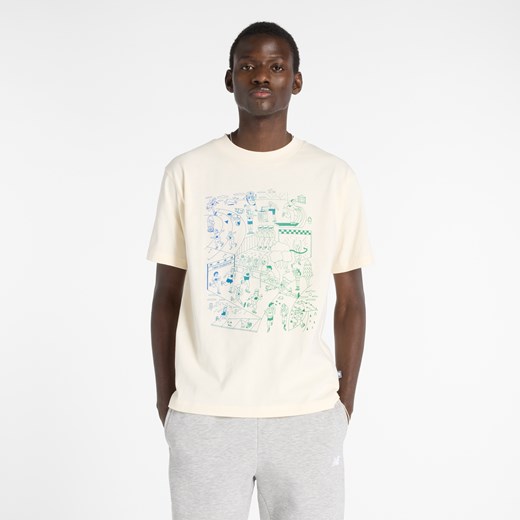 Koszulka męska New Balance MT53916PEF – beżowa ze sklepu New Balance Poland w kategorii T-shirty męskie - zdjęcie 184101451