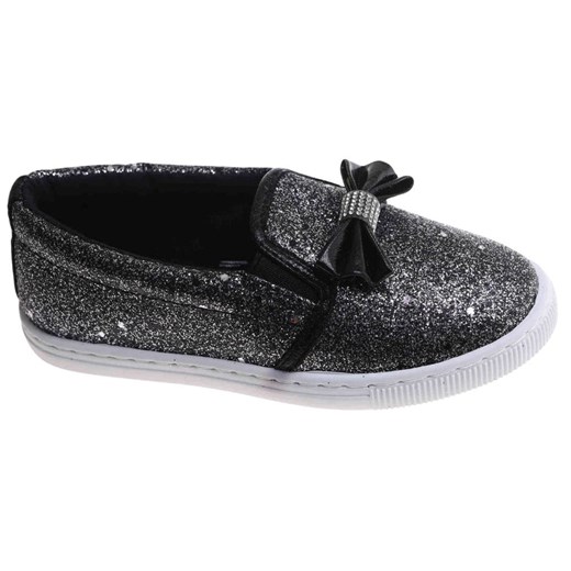 Tenisówki dziewczęce Wsuwane czarne trampki /A7-2 17853 T111/ ze sklepu Pantofelek24.pl w kategorii Trampki dziecięce - zdjęcie 184102580