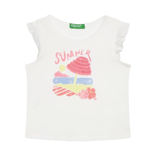 United Colors Of Benetton T-Shirt 3I1XG10JK Biały Regular Fit ze sklepu MODIVO w kategorii Bluzki dziewczęce - zdjęcie 184103274